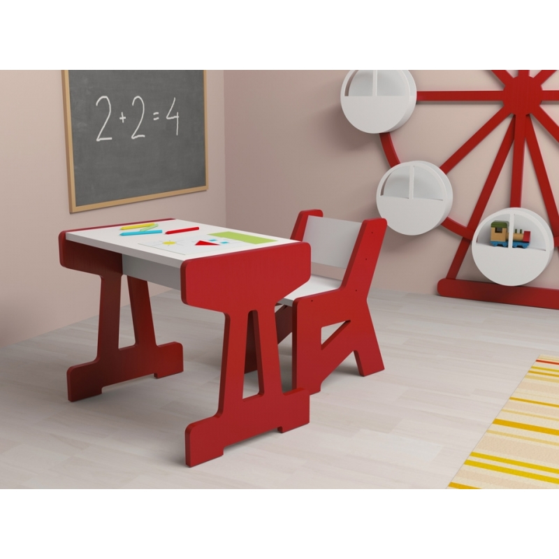 Conjunto de Pupitre Infantil en Rojo Texturizado - Home Office